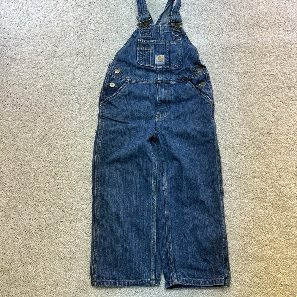 Carhartt Dungarees Youth Kids Washout Blue Bib Denim Sanforized Overalls
